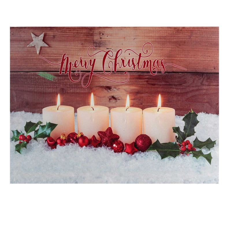 Set di 2 Quadro LED legno candele bianche 40x30x1,8 cm decorazione luminosa