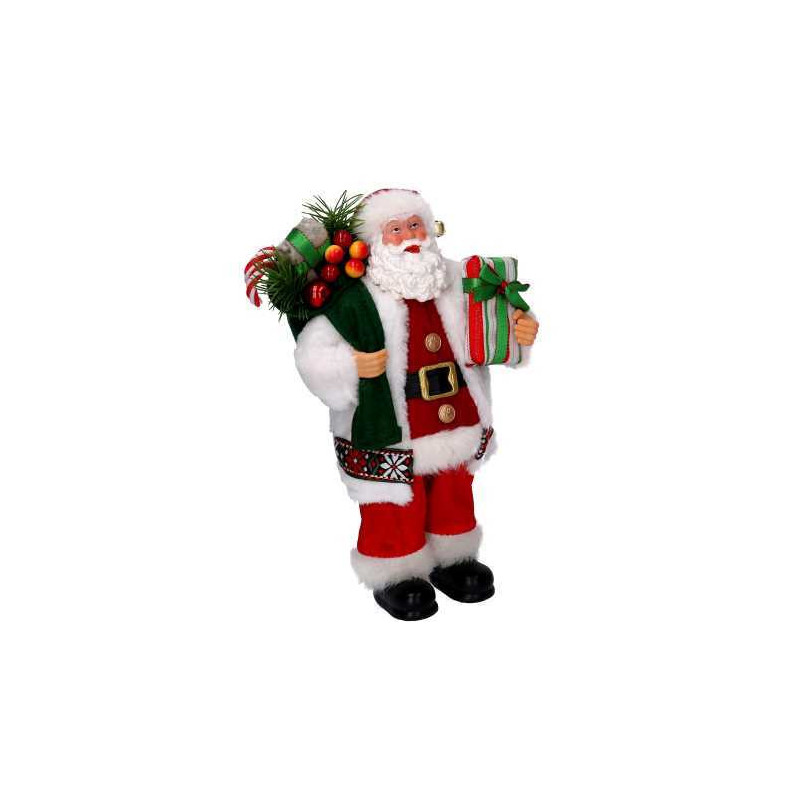 Babbo Natale tessuto bianco e rosso con regali h30 cm decorazione