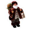 Babbo Natale tessuto marrone e rosso con slittino h30 cm decorazione
