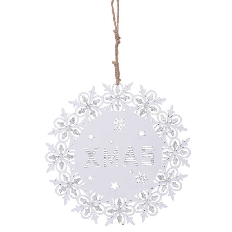 Set 4 Addobbi Legno Bianco 30x0,3x46,5 cm Decorazioni Natale