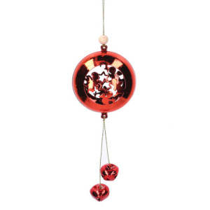 Set 6 Addobbi Albero Metallo Angeli Rossi 7,8x4,4x1,8-2,7 cm