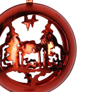 Zoom Set di 4 Addobbi per albero metallo con nativita' rosso cm 10x6x18/28