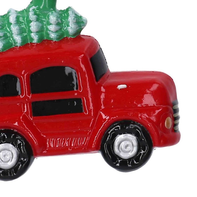 Set 6 Addobbi Albero Plastica Macchinina Rossa 10,5x8 cm Natale