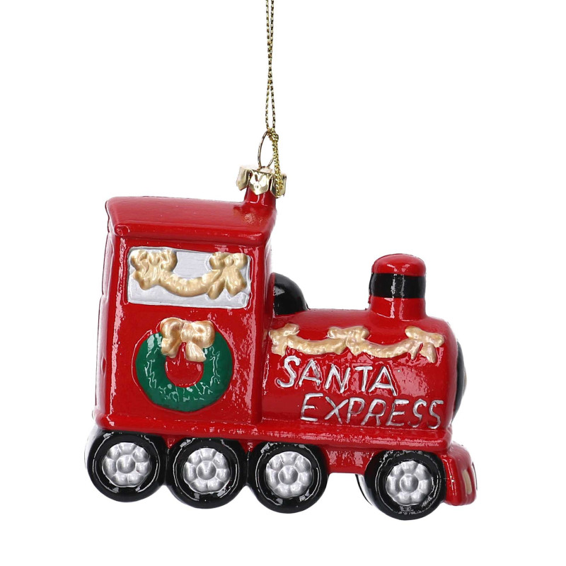 Set 6 Addobbi Albero Plastica Locomotiva Rossa 10x7 cm Natale