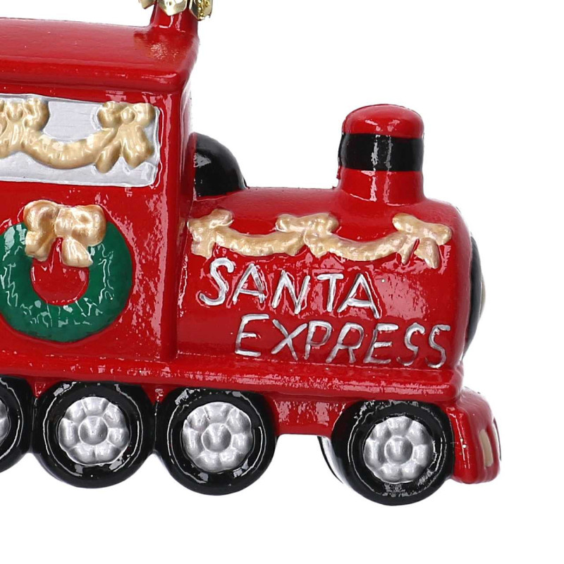 Set 6 Addobbi Albero Plastica Locomotiva Rossa 10x7 cm Natale