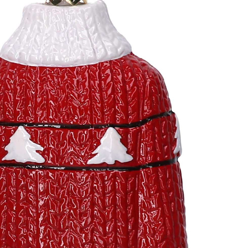 Set 6 Addobbi Albero Plastica Maglione Rosso H9,2x7 cm Natale