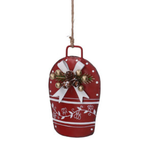 Set 2 Campane Metallo Rosso 8,5x14x35 cm Decorazioni Natale