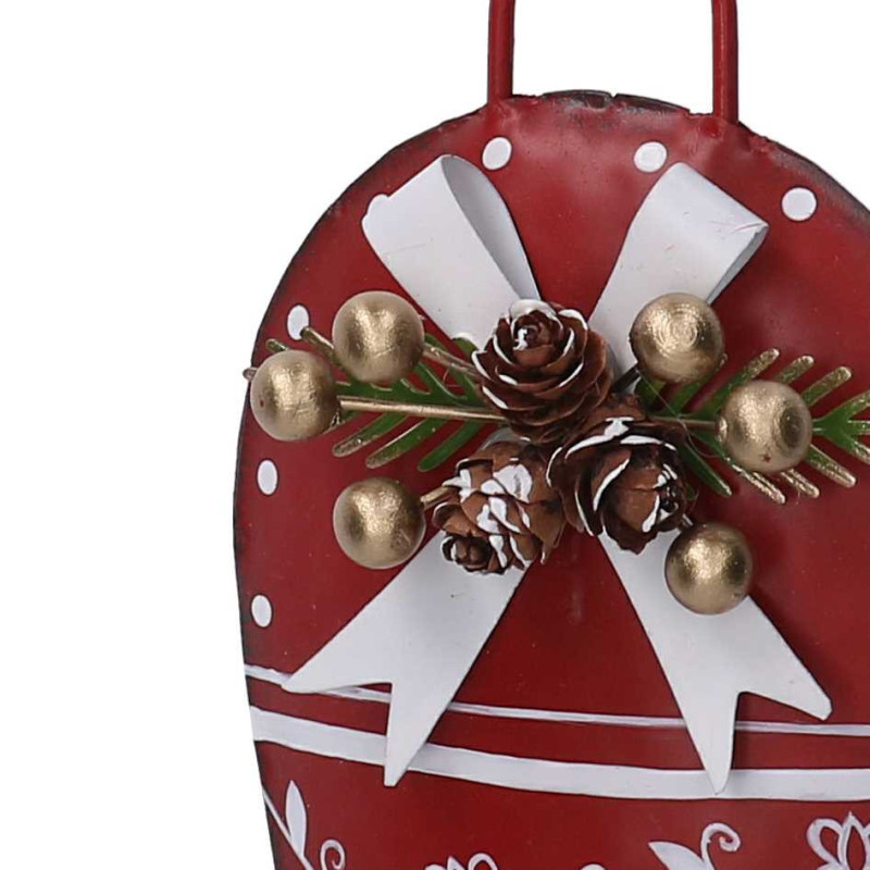 Set 2 Campane Metallo Rosso 8,5x14x35 cm Decorazioni Natale