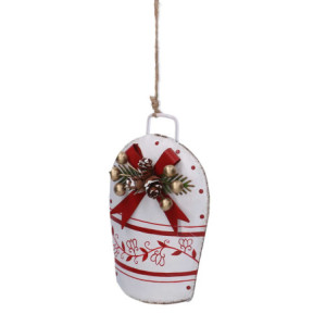 Set 2 Campane Metallo Bianco 8,5x14x35 cm Decorazioni Natale