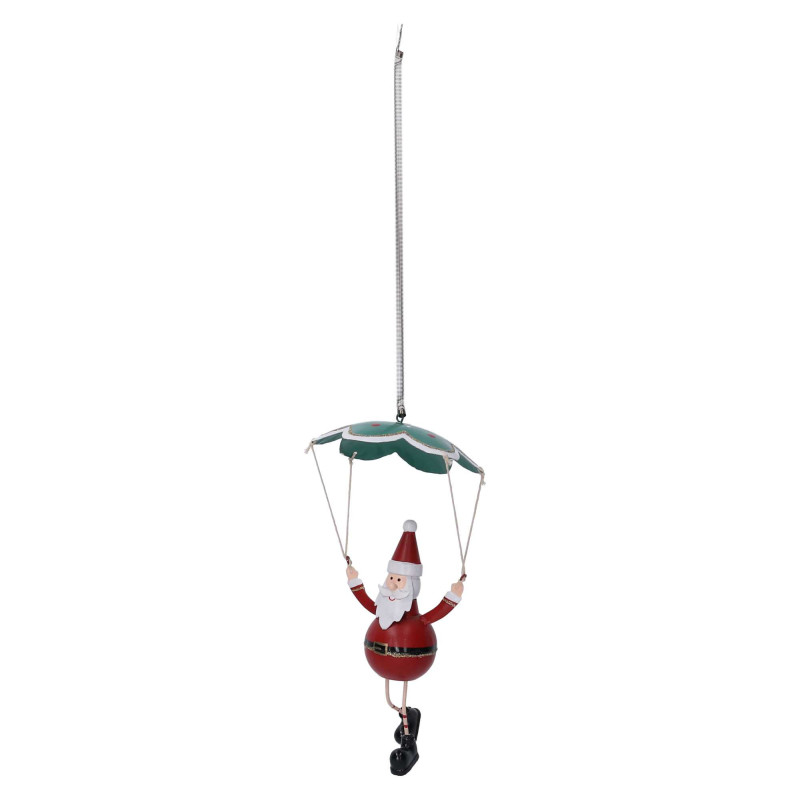 Babbo Natale Metallo Rosso Paracadute Verde Ø11,5x27 cm