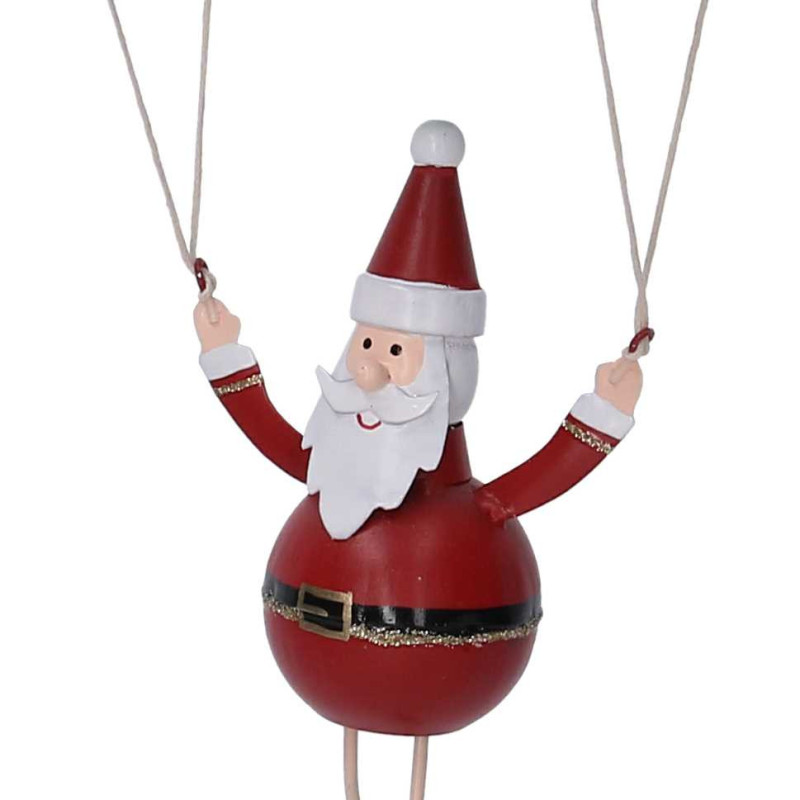 Babbo Natale Metallo Rosso Paracadute Verde Ø11,5x27 cm