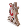 Set 4 Babbi Natale Legno con Renne Rosso 17x2x17 cm Natale
