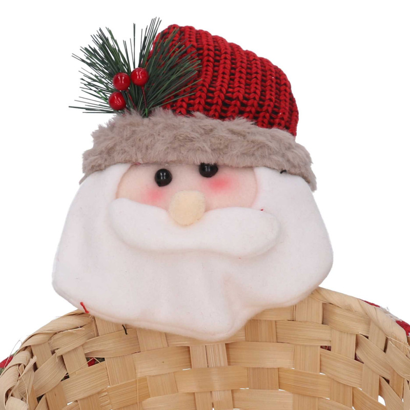 Set 2 Cestine Vimini con Babbo Natale Tessuto Rosso Ø25