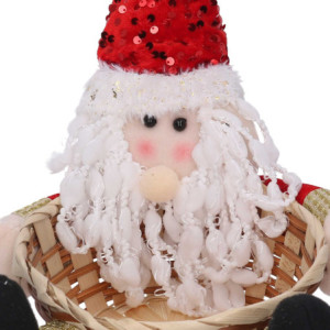 Zoom Set di 2 Cestine vimini con babbo natale tessuto rosso cm ø25