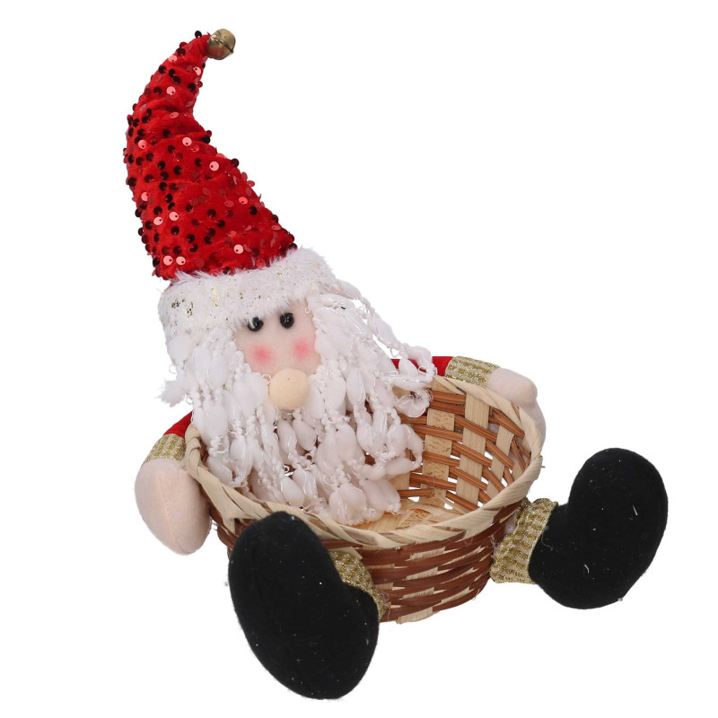 Set 2 Cestine Vimini con Babbo Natale Tessuto Rosso Ø25