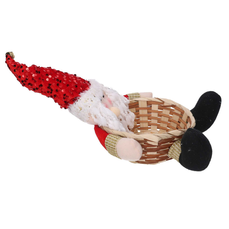 Set 2 Cestine Vimini con Babbo Natale Tessuto Rosso Ø25
