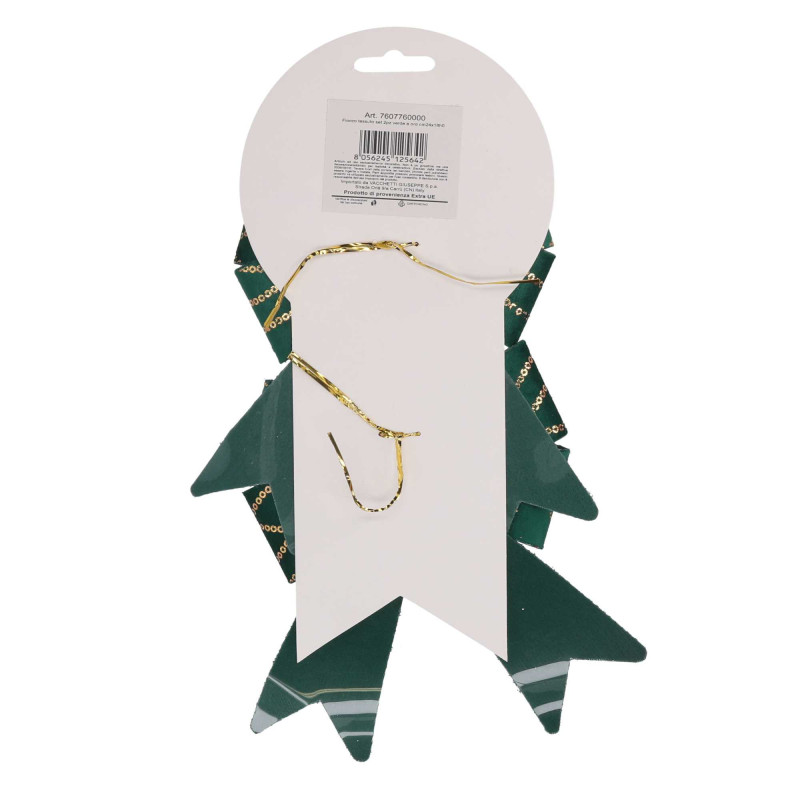 Set 6 Fiocchi Tessuto Verde e Oro 24x18 cm Decorazione Casa
