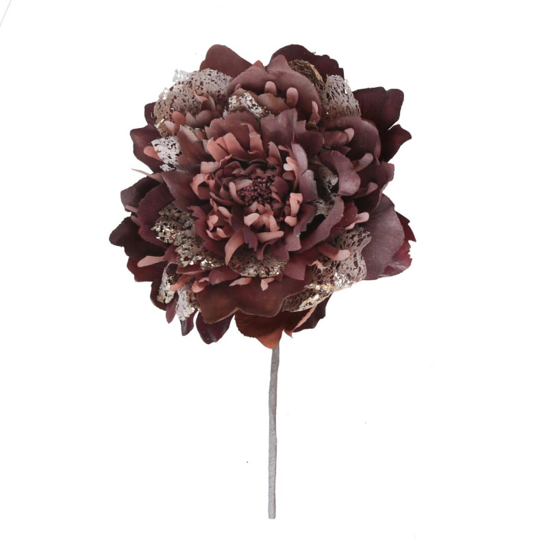 Set 2 Fiori Tessuto Bordeaux 20x20-30 cm Decorazione Casa