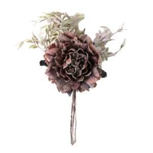 Set 5 Fiori Tessuto Peonia Viola 26x11x8 cm Decorazione Casa
