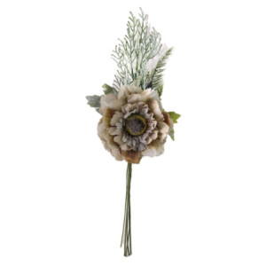 Set 3 Fiori Tessuto Peonia Beige 45x12x9 cm Decorazione Casa