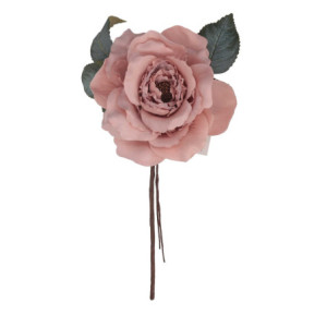 Set 3 Fiori Tessuto Rosa Ø17x11 cm Decorazione Casa e Natale