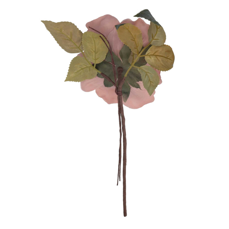 Set 3 Fiori Tessuto Rosa Ø17x11 cm Decorazione Casa e Natale