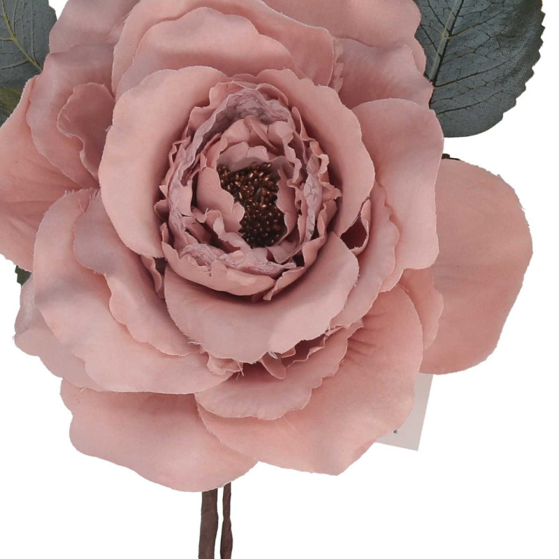 Set 3 Fiori Tessuto Rosa Ø17x11 cm Decorazione Casa e Natale