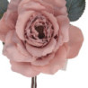 Set 3 Fiori Tessuto Rosa Ø17x11 cm Decorazione Casa e Natale