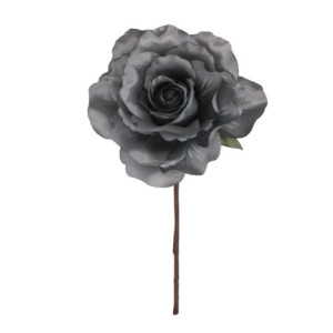 Set 4 Fiori Tessuto Rosa Grigio Ø15x11 cm Decorazione Casa