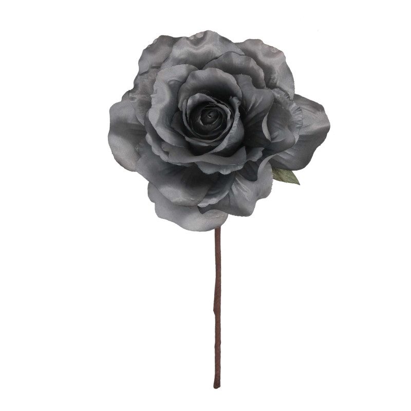 Set 4 Fiori Tessuto Rosa Grigio Ø15x11 cm Decorazione Casa