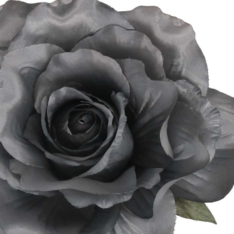 Set 4 Fiori Tessuto Rosa Grigio Ø15x11 cm Decorazione Casa