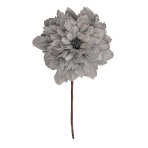 Set 4 Fiori Tessuto Grigio Ø16x11 cm Decorazione Casa e Natale