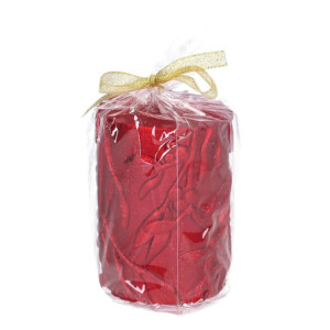 Set 2 Candele Paraffina Rosso Ø7,5x10,5 cm Decorazioni Natale
