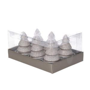 Set 12 Candele Paraffina Albero Champagne 3,5x6 cm Natale