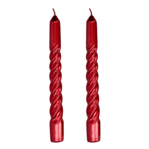 Set 4 Candele Paraffina Rosso Ø2,2x20 cm Decorazioni Natale