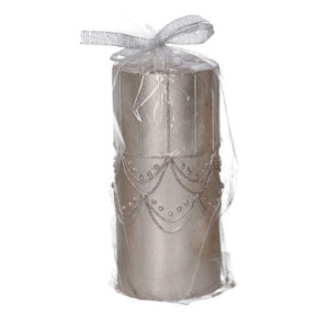 Set 2 Candele Paraffina Argento Ø7x15 cm Decorazioni Natale
