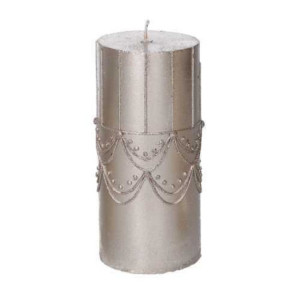 Zoom Set di 2 Candele paraffina argento cm ø7h15