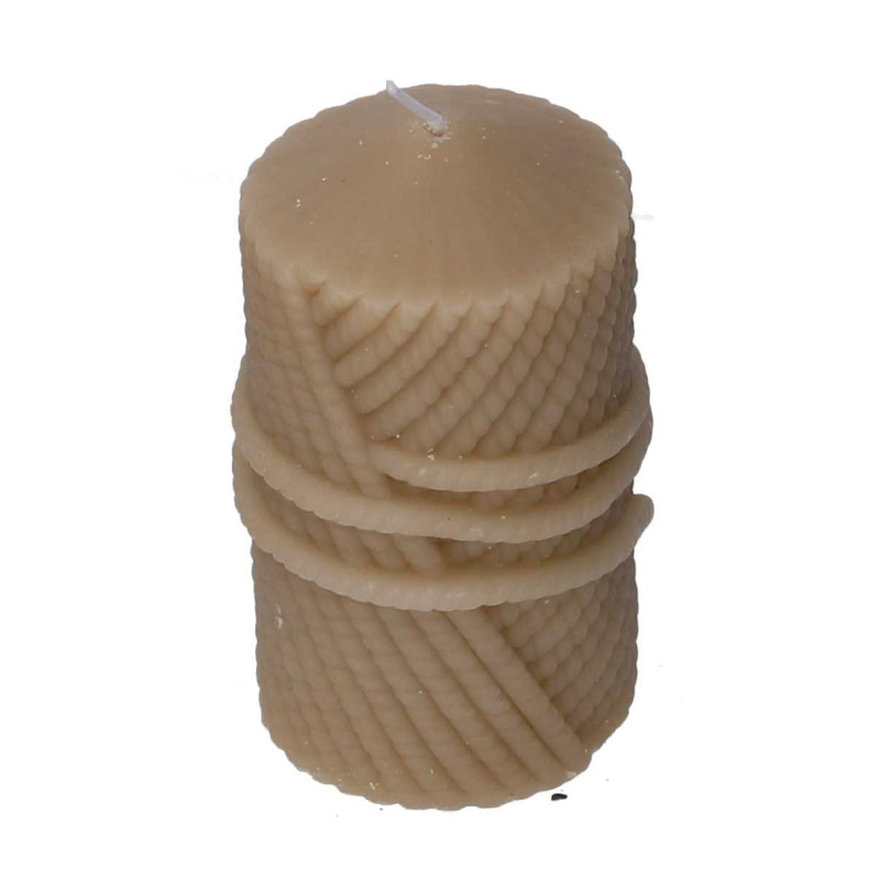 Set 2 Candele Paraffina Lana Beige Ø7x12,5 cm Natale