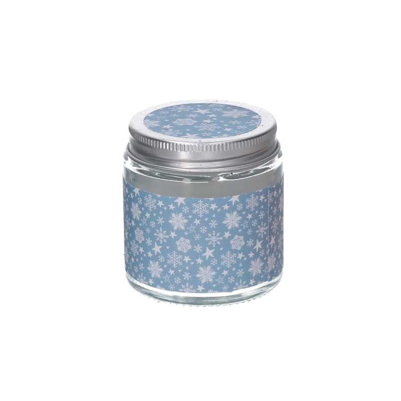 Set 4 Candele Profumate Cotone Vetro Azzurro Ø6,2x6,5 cm Natale