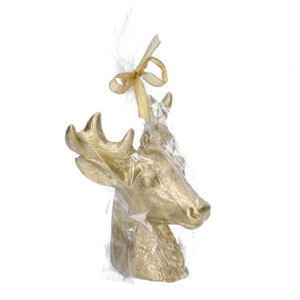 Set 2 Candele Paraffina Renna Oro 10x12x14,5 cm Natale