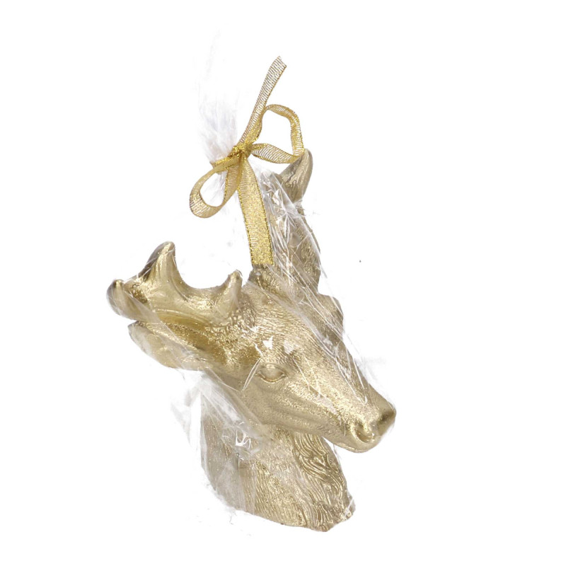 Set 2 Candele Paraffina Renna Oro 10x12x14,5 cm Natale
