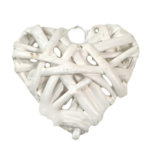 Set 30 Cuori Vimini Intrecciato Bianco 5 cm Decorazione Casa