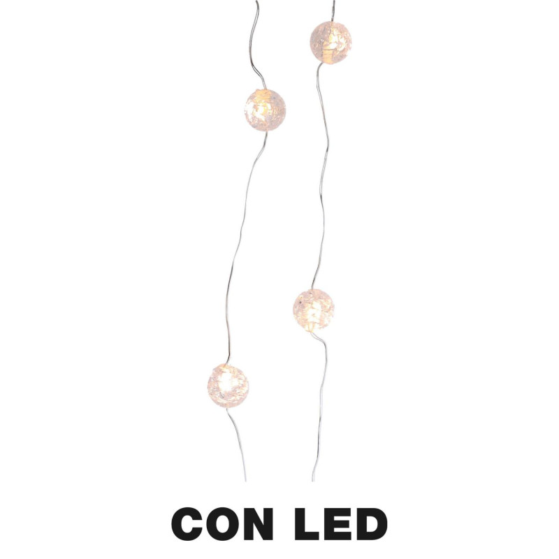 Set 4 Luci Filo 10 LED Pallina Bianco Caldo a Batteria 0,5xh100x1