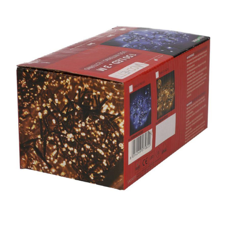Set 2 Luci Filo 150 LED Bianco Freddo 3m Fissa Esterno Natale