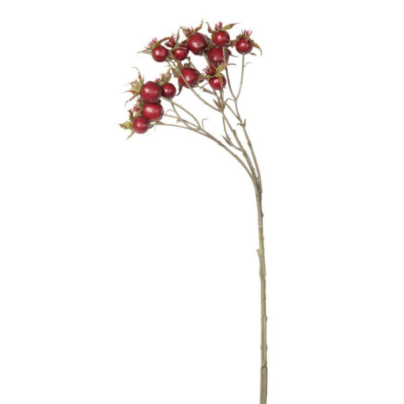 Set di 6 Rami Verde Bacche Rosso 47 cm Decorazione Natale