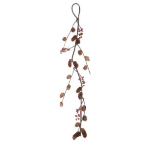 Set 2 Festoni Marrone con Pigne e Bacche 140 cm Decorazione
