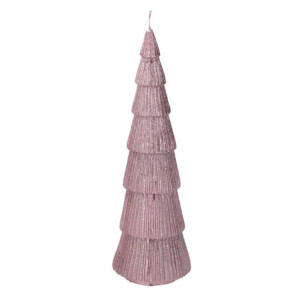 Set 2 Candele Paraffina Albero Glitter Rame Ø7x22,5 cm Natale