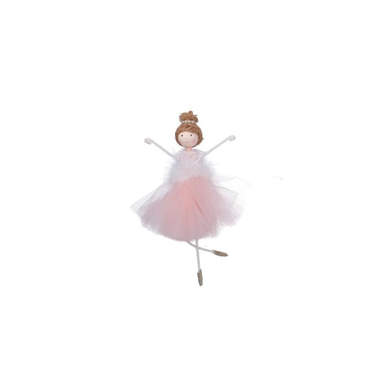 Set 8 Bamboline Tessuto Ballerina Rosa 11x21 cm Decorazioni