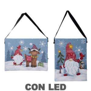 Set di 2 Quadri LED Legno Gnomo Blu 15x21x2 cm Decorazione