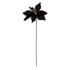 Set 8 Fiori Tessuto Nero e Oro 30x50 cm Decorazione Natale